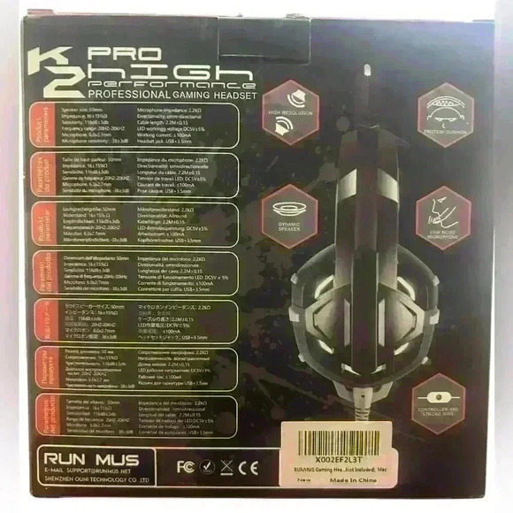 🎧 K2 Pro High Performance Professional Gaming headset, Run Mus, NWOT - Picture 3 of 4